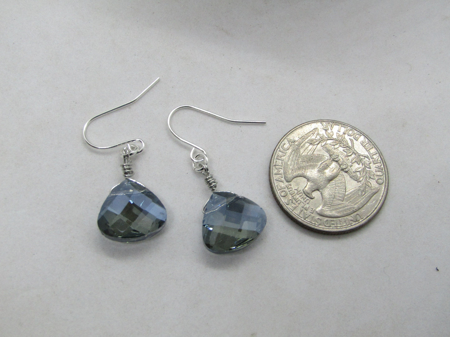 Iolite Blue Crystal Teardrop Earrings: Dainty Silver Dangle Jewelry