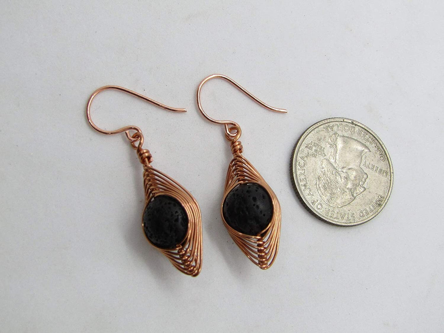 Black Lava Stone Earrings in Copper Dainty Gemstone Earrings Copper Jewelry Gift For Her Bridal Earrings Bad Apple Designs Minimalist