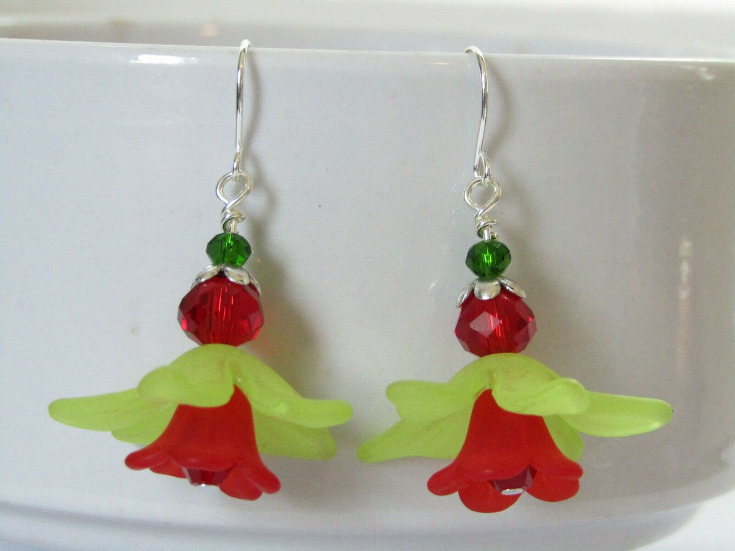 Flower Dangle Earrings, Ladies Floral Jewelry, Gift For Her