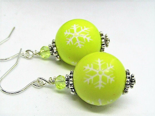 Christmas Snowflake Dangle Earrings Christmas Jewelry Stocking Stuffer Gift For Her Holiday Earrings Snowflake Jewelry Handmade
