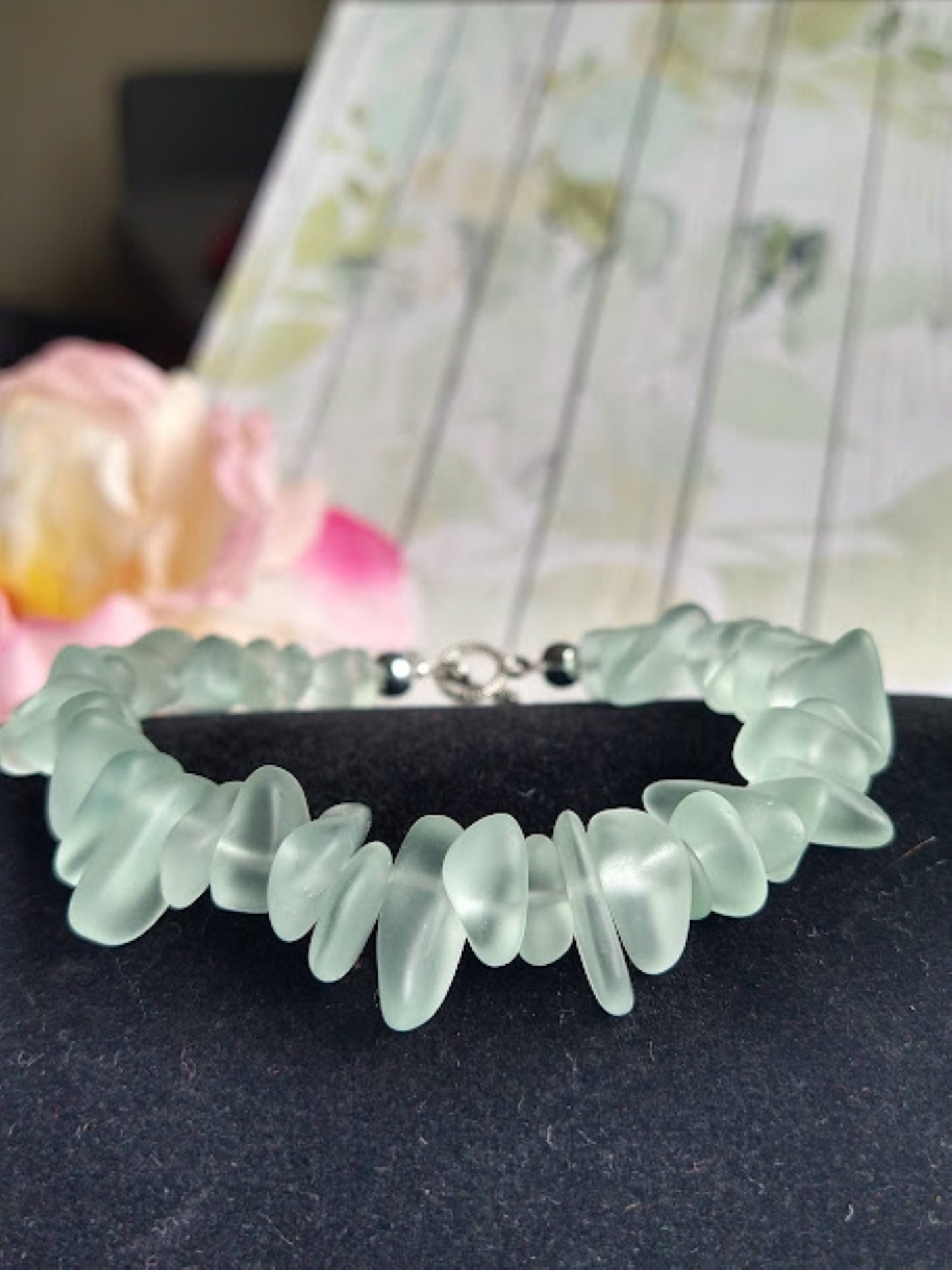 Aqua Blue Sea Glass Beach Strand Silver Bracelet Beach Fashion Beach Lover's Gift Beach Wedding Gift For Her Christmas Gift