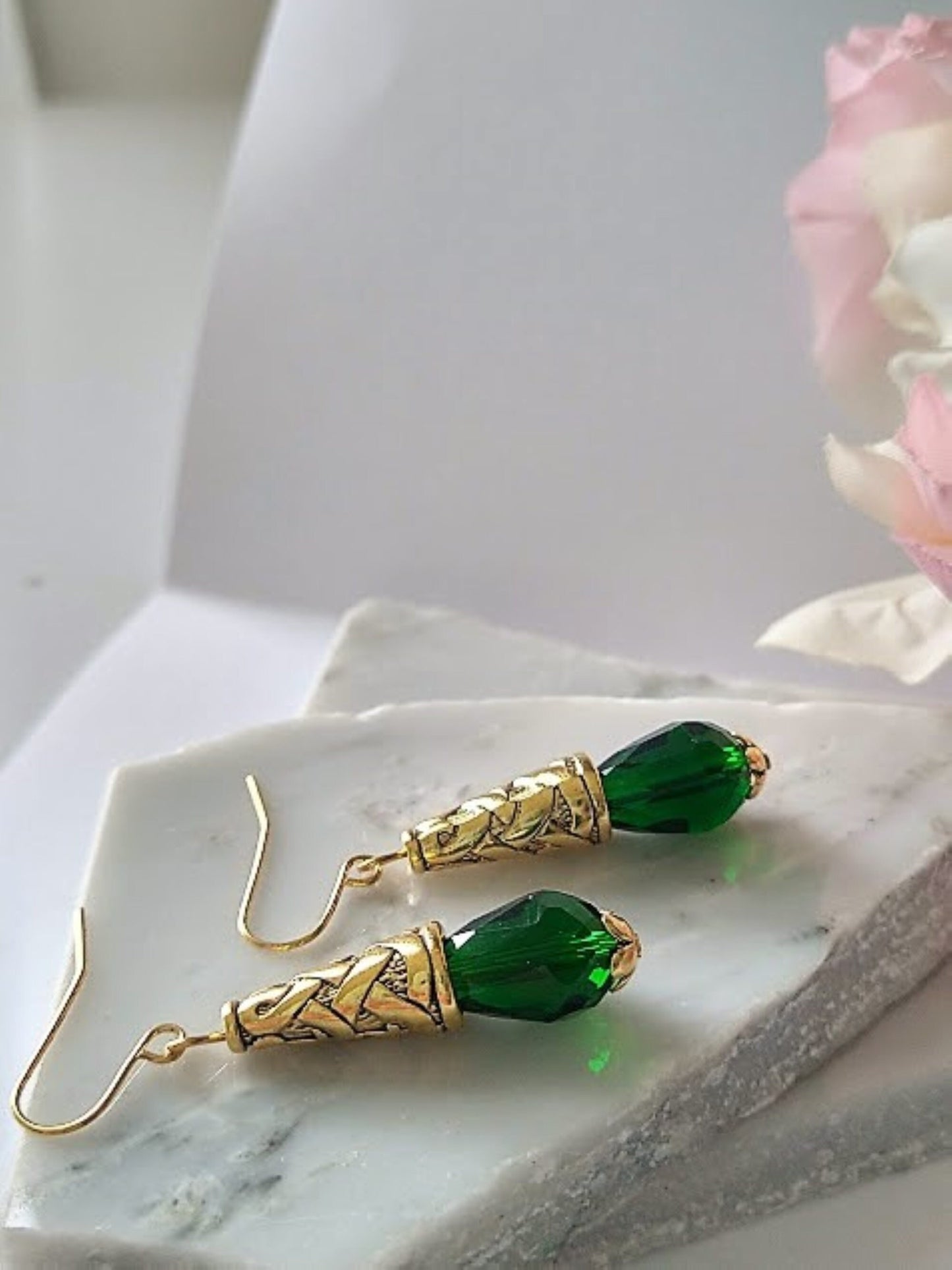 24kt Gold Teardrop Earrings Minimalist Drop Jewelry Handmade Dangle Earrings Gift For Her