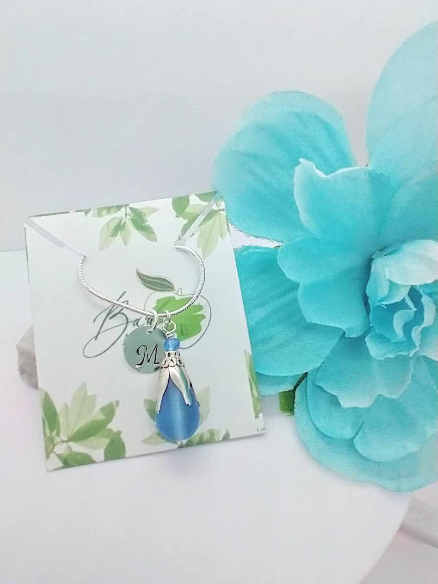 Personalized Sea Glass Necklace: Initial Charm, Beach Jewelry