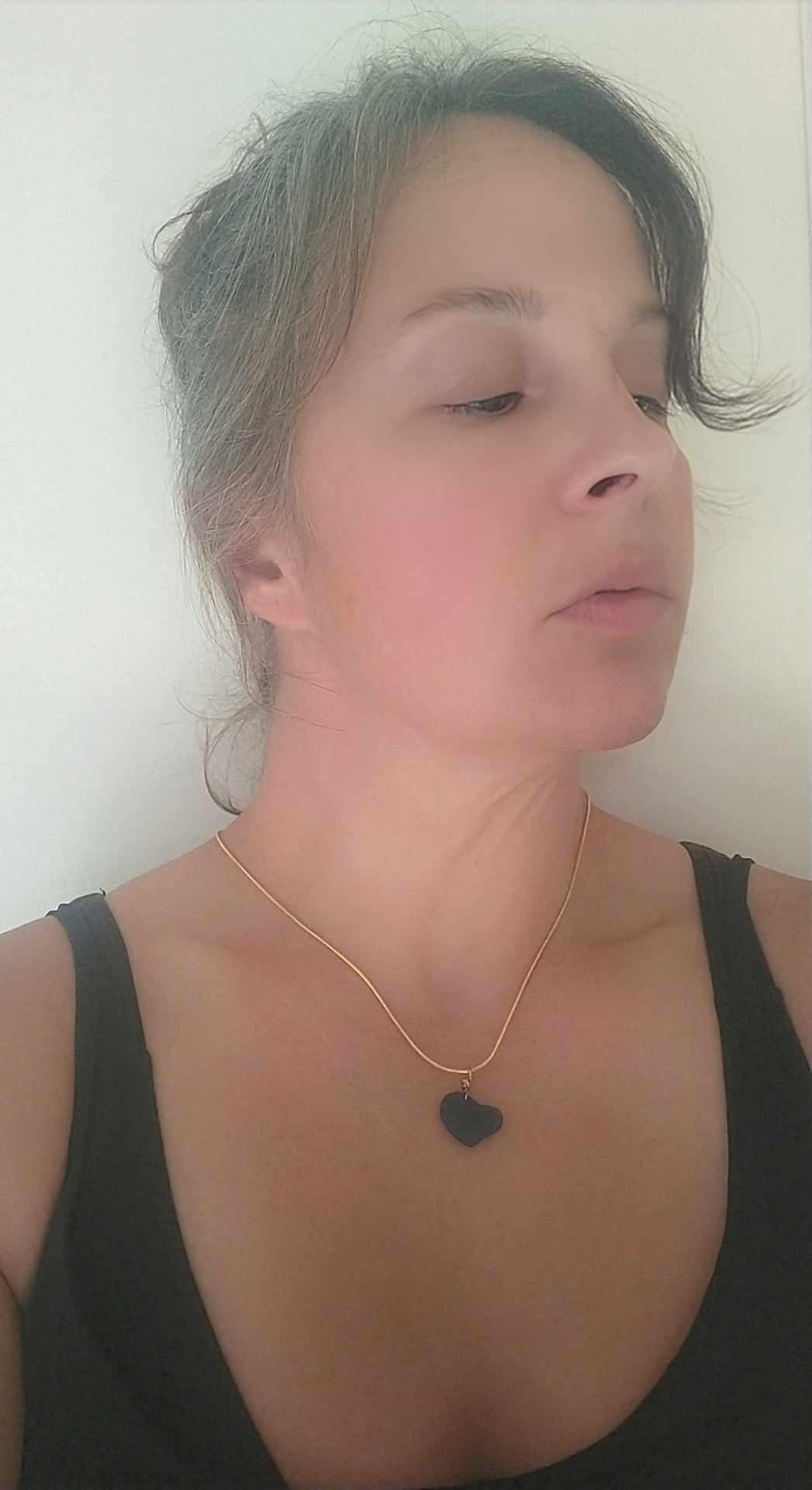 Gold Sea Glass Heart Pendant Necklace: Cultured Glass, 18" Snake Chain