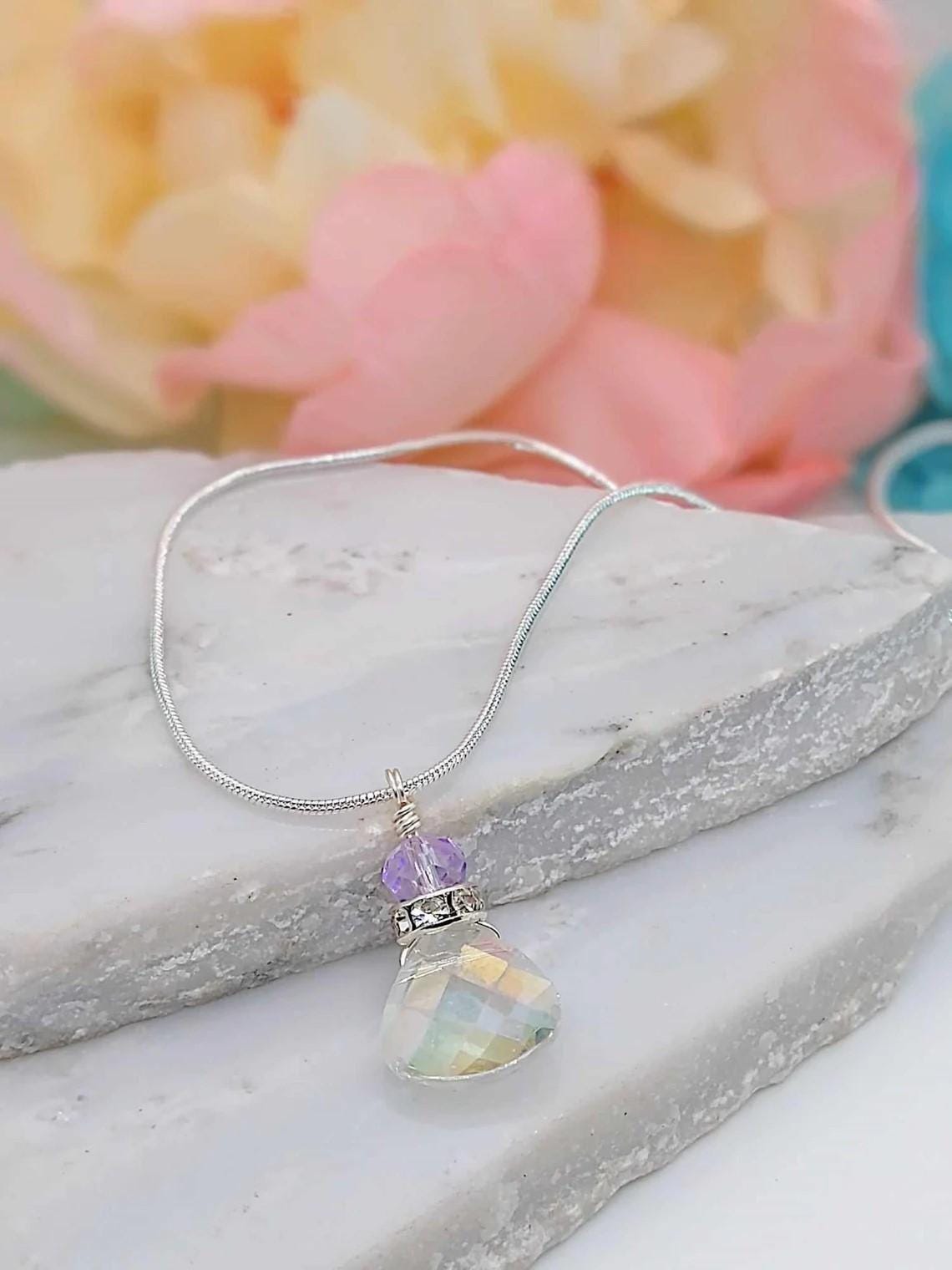 Dainty Crystal Teardrop Earrings: Minimalist Silver Dangle Jewelry
