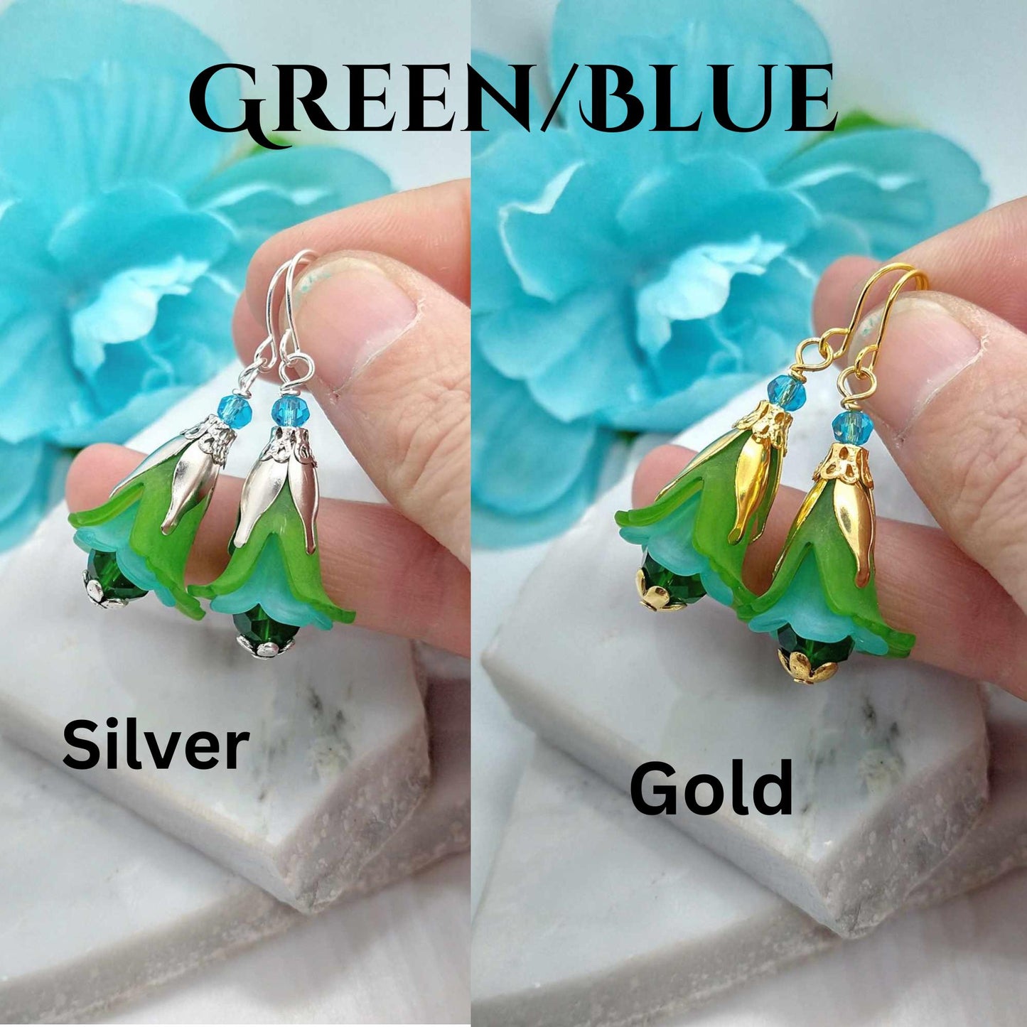 Christmas Flower Earrings | Red & Green Holiday Dangle Earrings | Handmade Festive Jewelry for Her | Lightweight Christmas Earrings