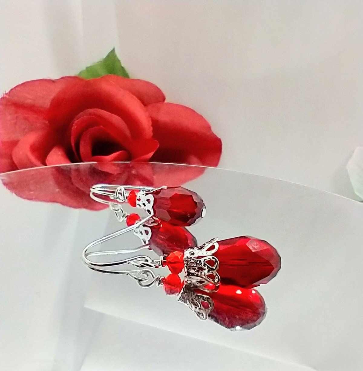 January Birthstone Earrings Garnet Teardrop Dangle Earrings Ruby Jewelry Birthday Gift For Her Red Birthstone Gift Gemstone Jewelry