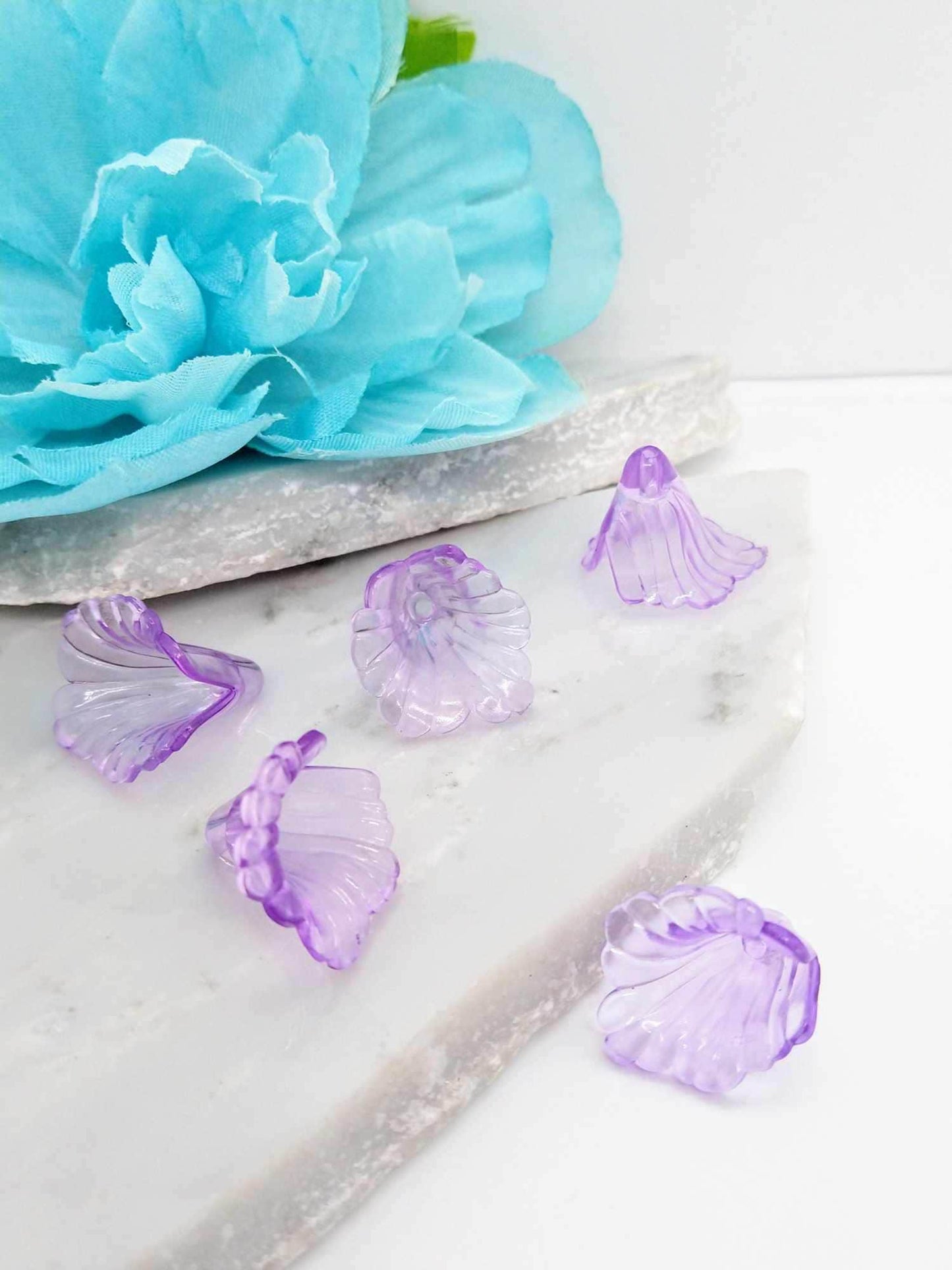 Transparent Purple Acrylic Flower Beads: Jewelry Making Supplies (20mm, 10 Piece)