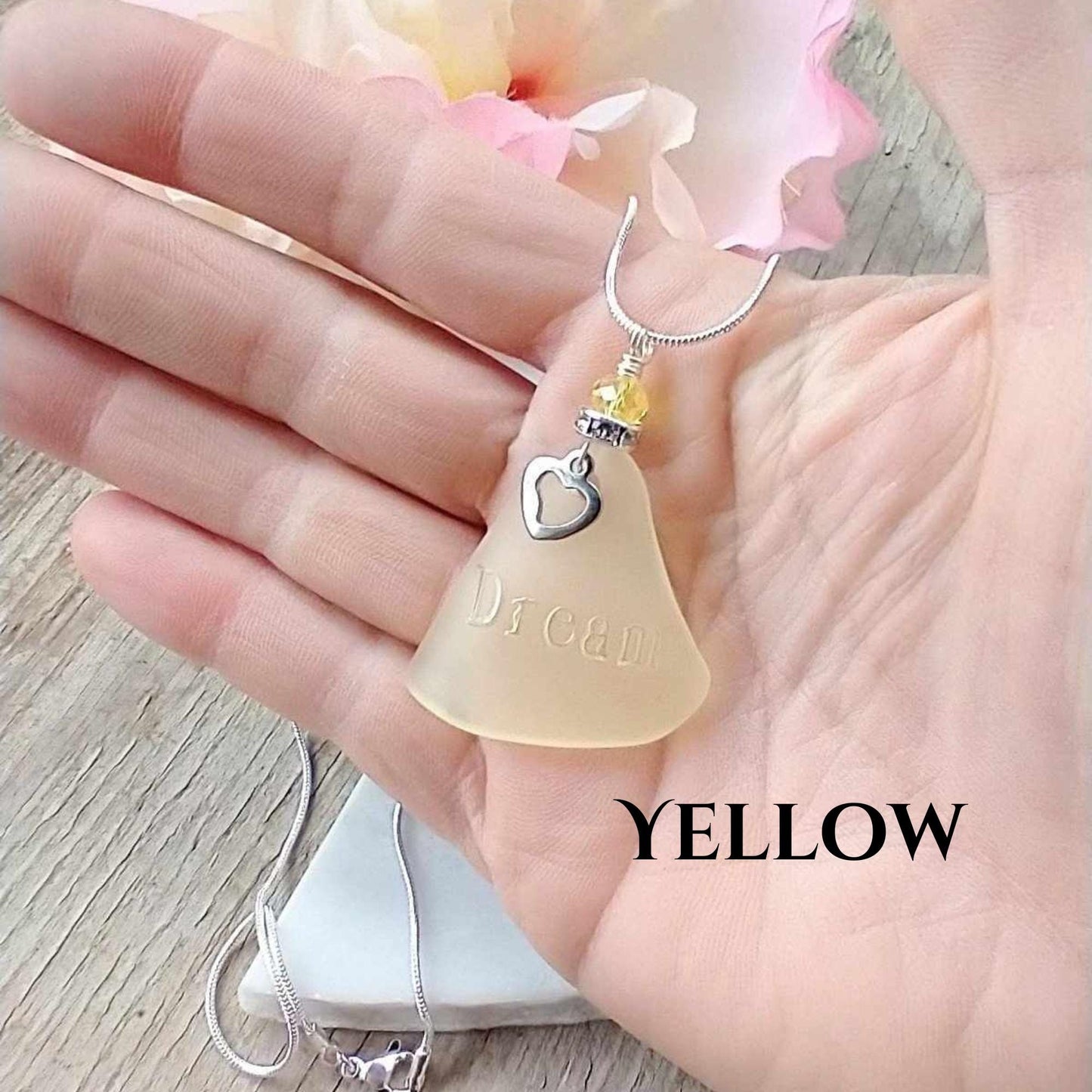 Sea Glass DREAM Necklace: Sterling Silver Chain, Inspirational Gift