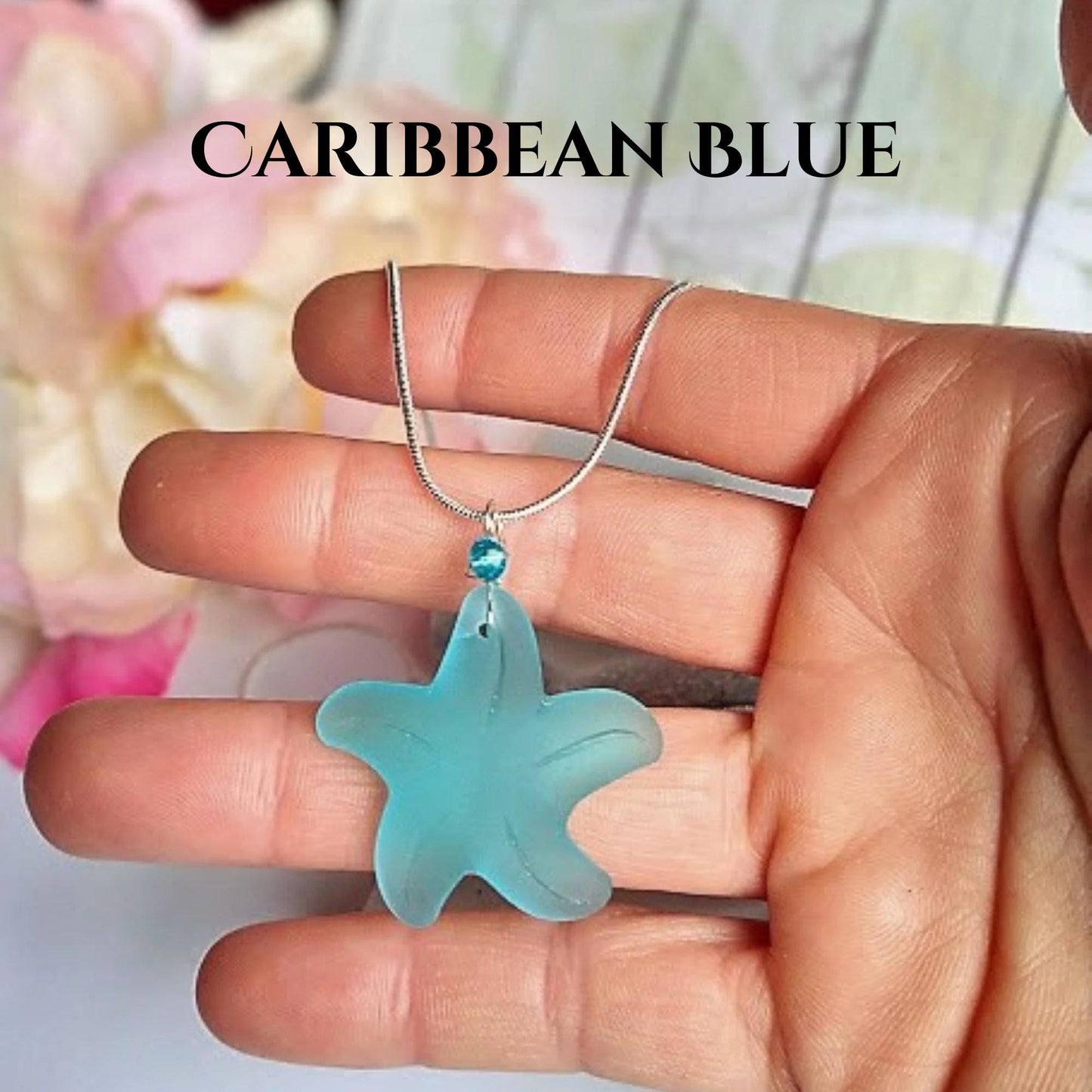 Sea Glass Starfish Necklace, Coastal Beach Jewelry, Ocean Necklace Gift for Her, Mermaidcore Pendant Necklace
