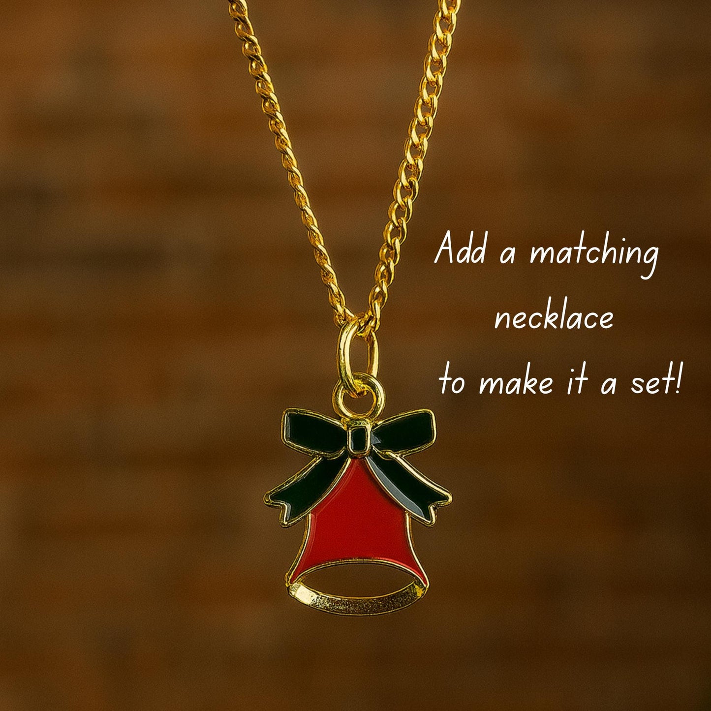 Christmas Bell Earrings, Red & Gold Holiday Dangle Earrings, Festive Gift for Her, Lightweight Enamel Jewelry, Gold Christmas Bells