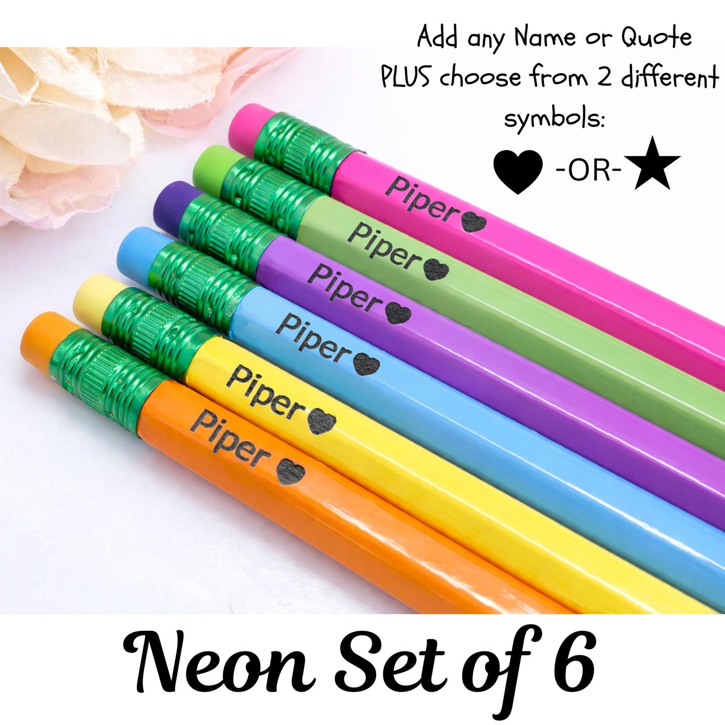Personalized Green Pencils Set of 6 | Custom Name Pencils | Teacher Gift | Back to School Supplies | Kids Gift | Stocking Stuffer