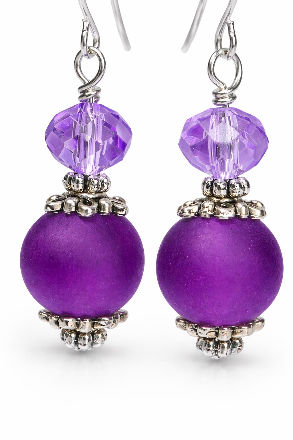 Purple Bead Dangle Earrings – Lightweight Drop Earrings, Silver Tone Earrings, Everyday Jewelry Gift for Her
