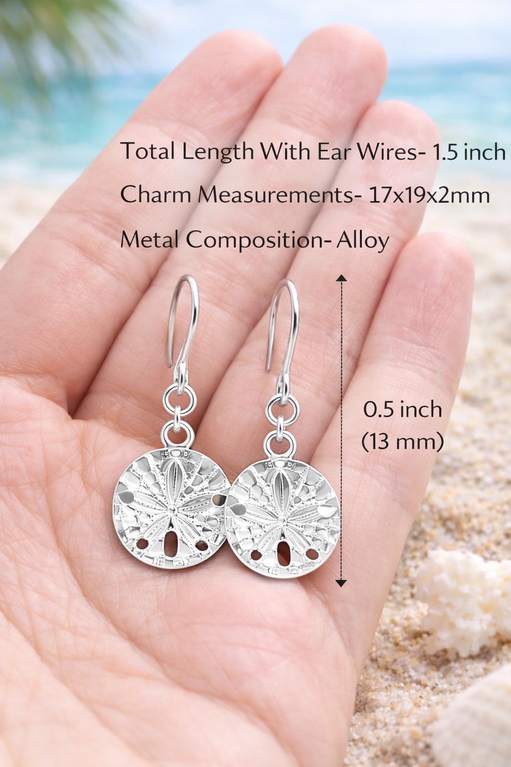 Sterling Silver Sand Dollar Earrings – Beach Jewelry Gift for Her, Ocean Inspired Dangle Earrings, Coastal Summer Jewelry