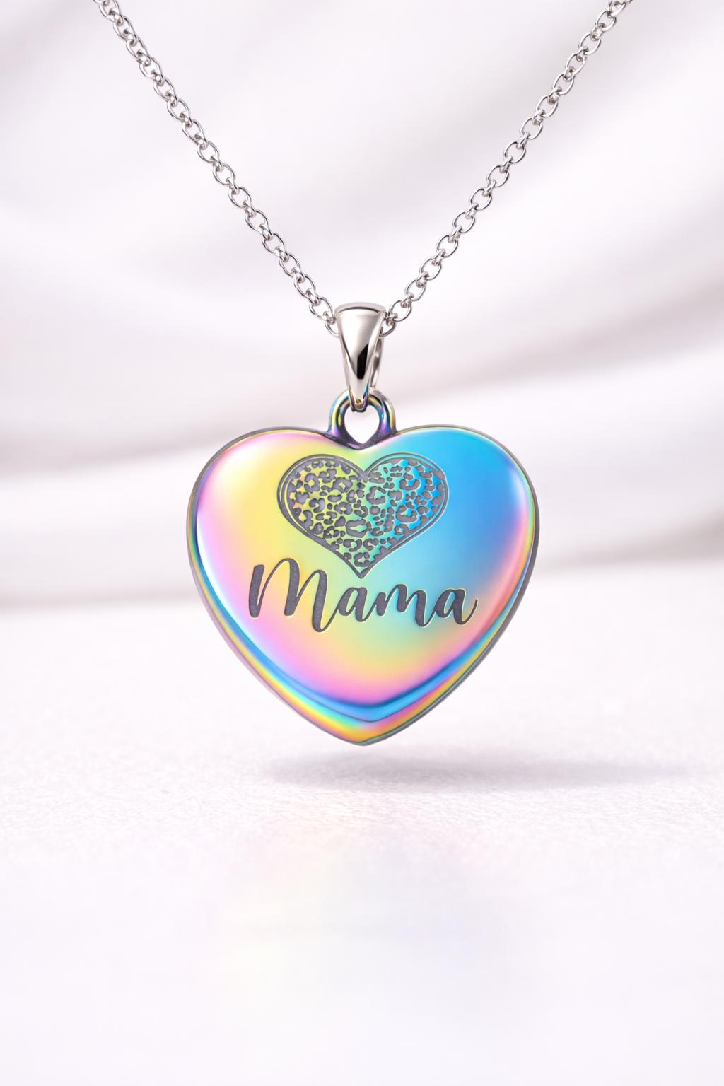 Mama Necklace Gift for Mom, Mother’s Day Necklace, Heart Pendant Jewelry, Personalized Mama Gift, New Mom Gift, Wife Gift Idea