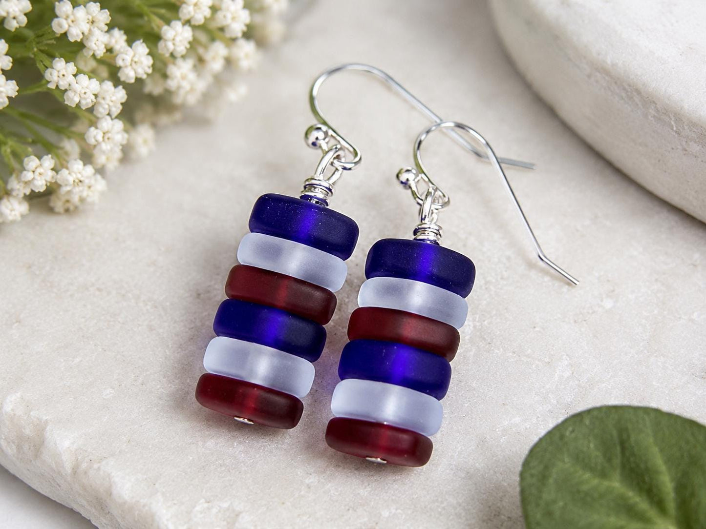 Patriotic Earrings, Red White Blue Earrings, 4th of July Earrings, USA Earrings, Memorial Day Jewelry, Patriotic Gift for Her