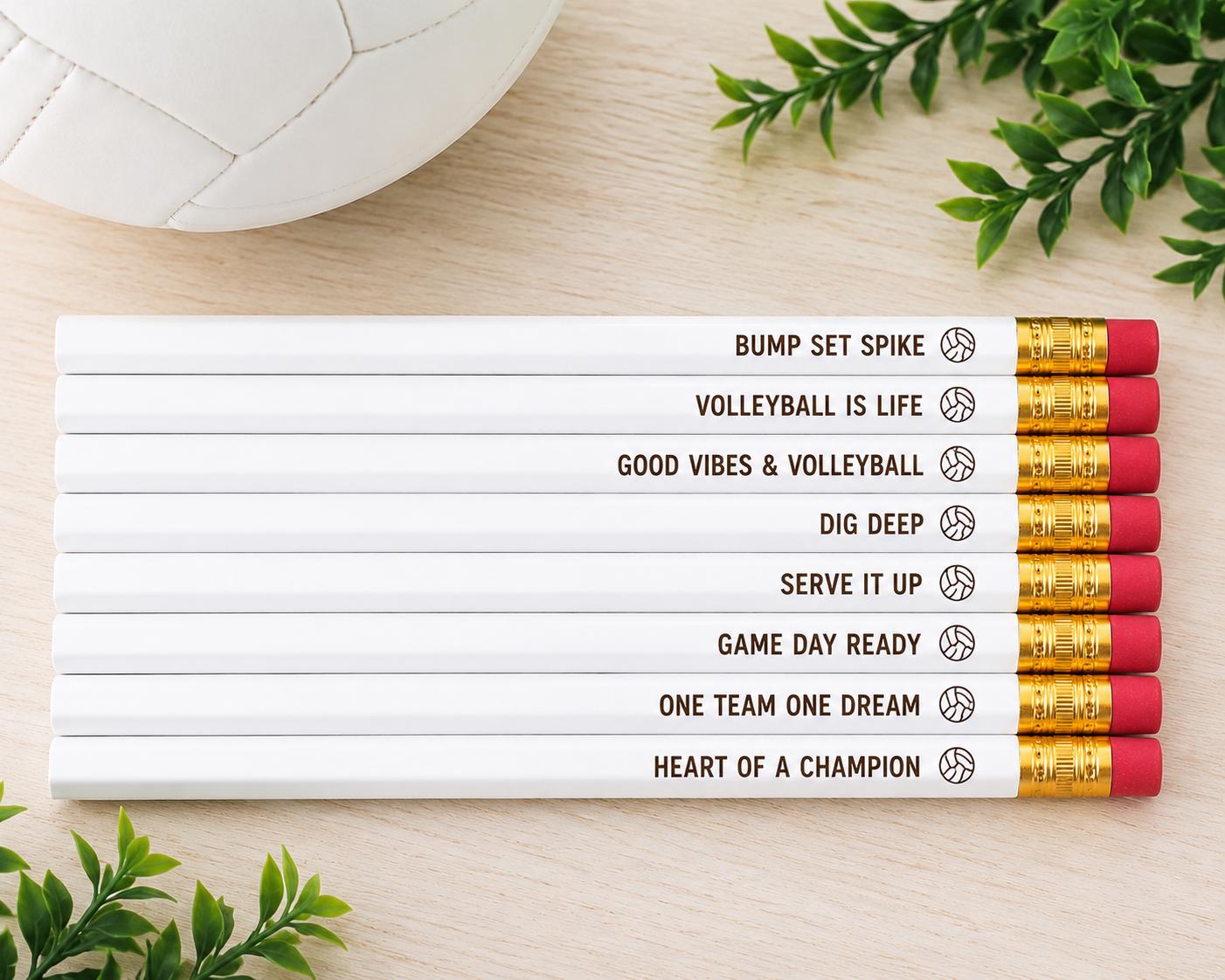 Volleyball Gift Set | Engraved Volleyball Pencils | Volleyball Coach Gift | Team Gift | Volleyball Player Gift | Team Favors