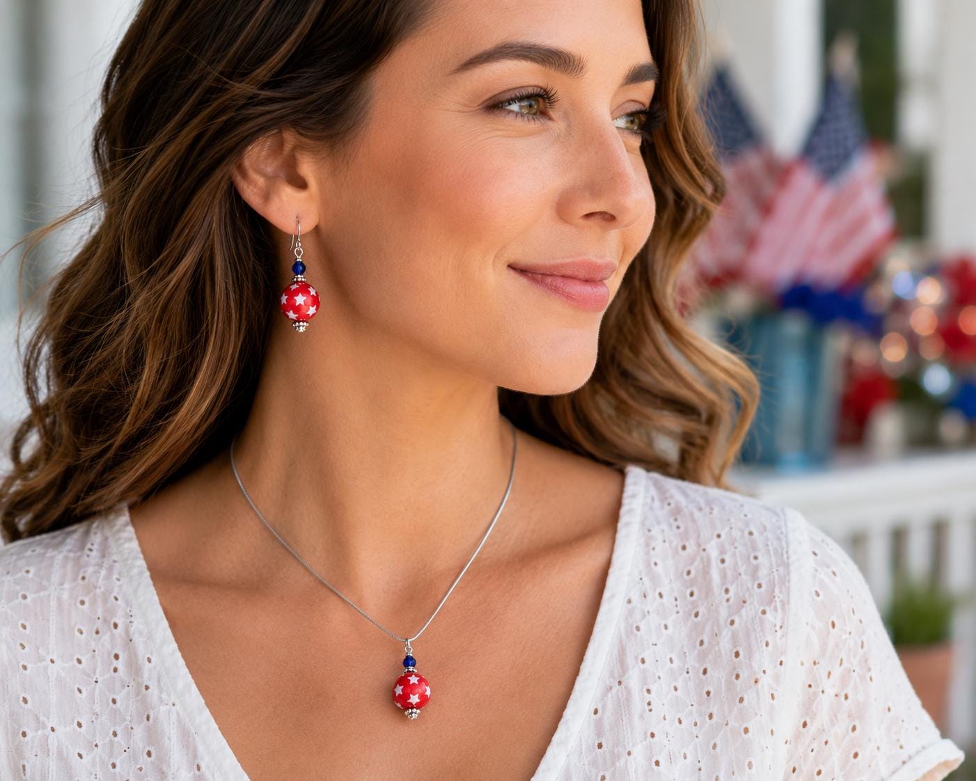 Patriotic Red White Blue Earrings, 4th of July Earrings, Americana Jewelry, Independence Day Accessories, Memorial Day Jewelry, USA Gift