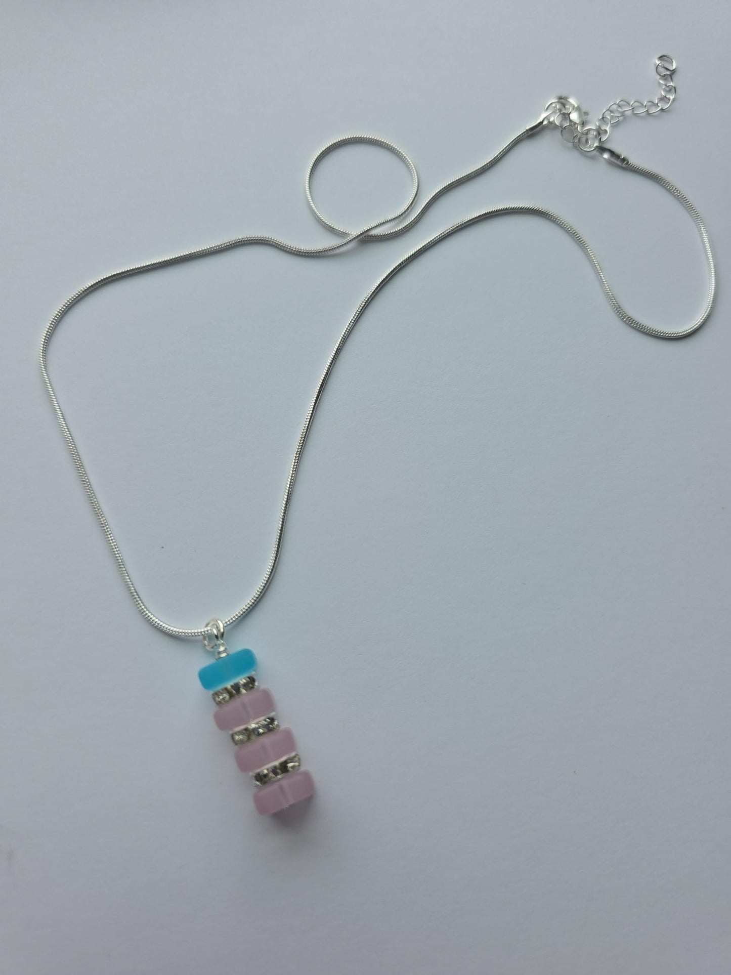 Pastel Bead Necklace, Pink Blue Necklace, Minimalist Pendant Necklace, Dainty Jewelry Gift for Her, Feminine Jewelry, Cute Necklace
