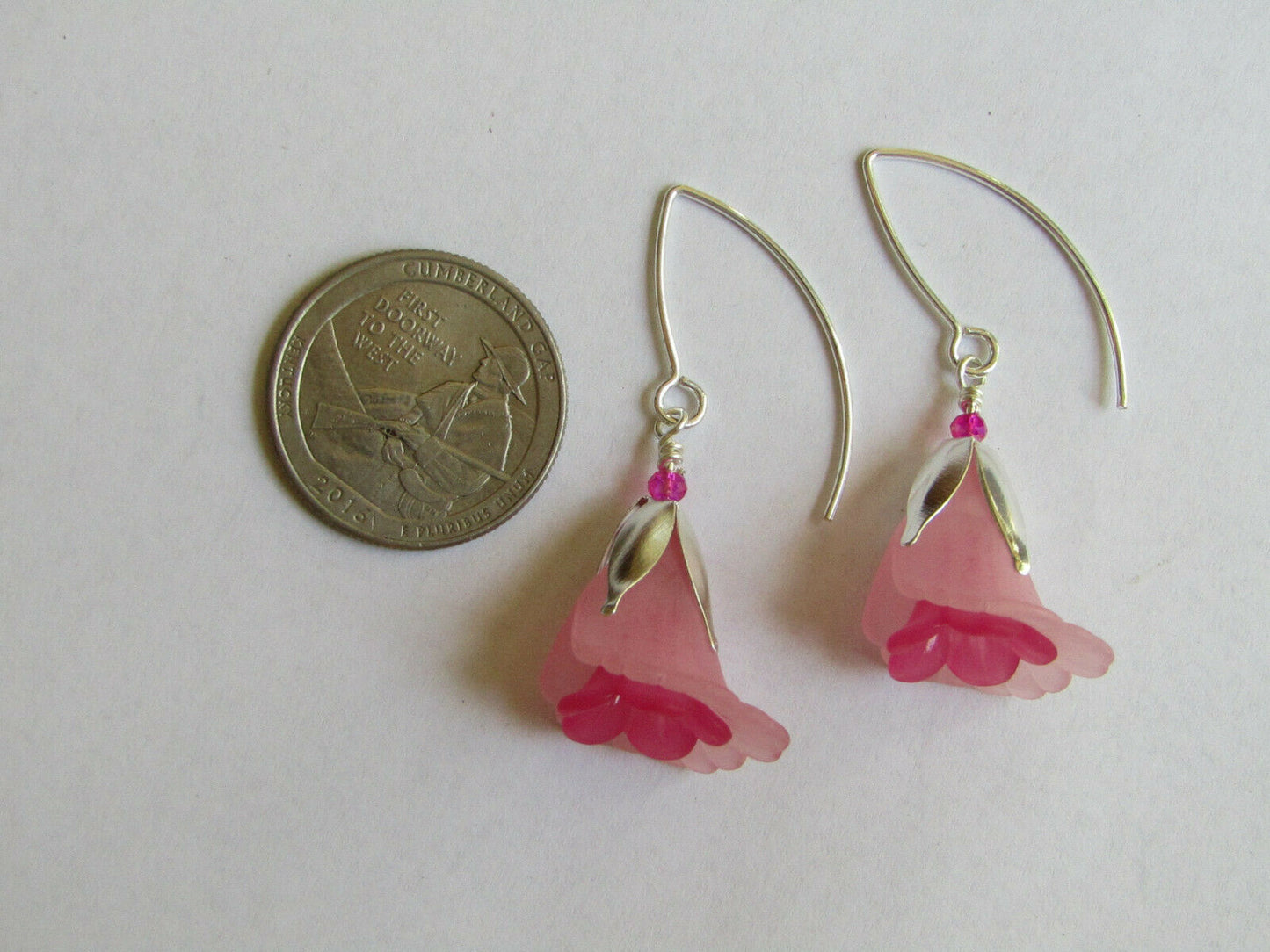 Flower Earrings Pink Tulip Cala Lily Silver Dangle Earrings Usa Handmade - Bad Apple Designs Jewelry