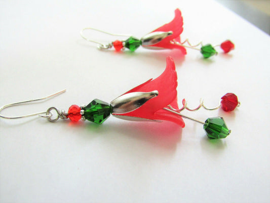 Flower Earrings, Ladies Spring Floral Dangles, Gift For Her, Jewelry For Mom