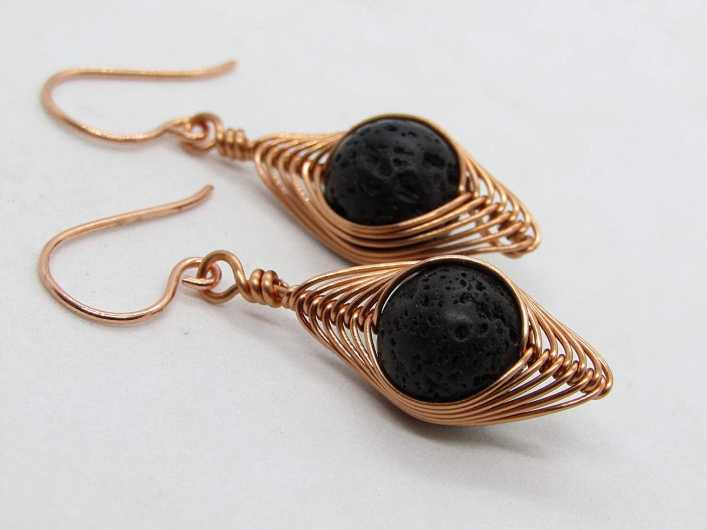 Black Lava Stone Earrings in Copper Dainty Gemstone Earrings Copper Jewelry Gift For Her Bridal Earrings Bad Apple Designs Minimalist