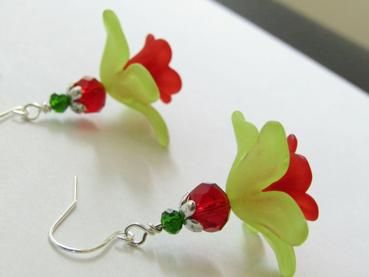 Flower Dangle Earrings, Ladies Floral Jewelry, Gift For Her