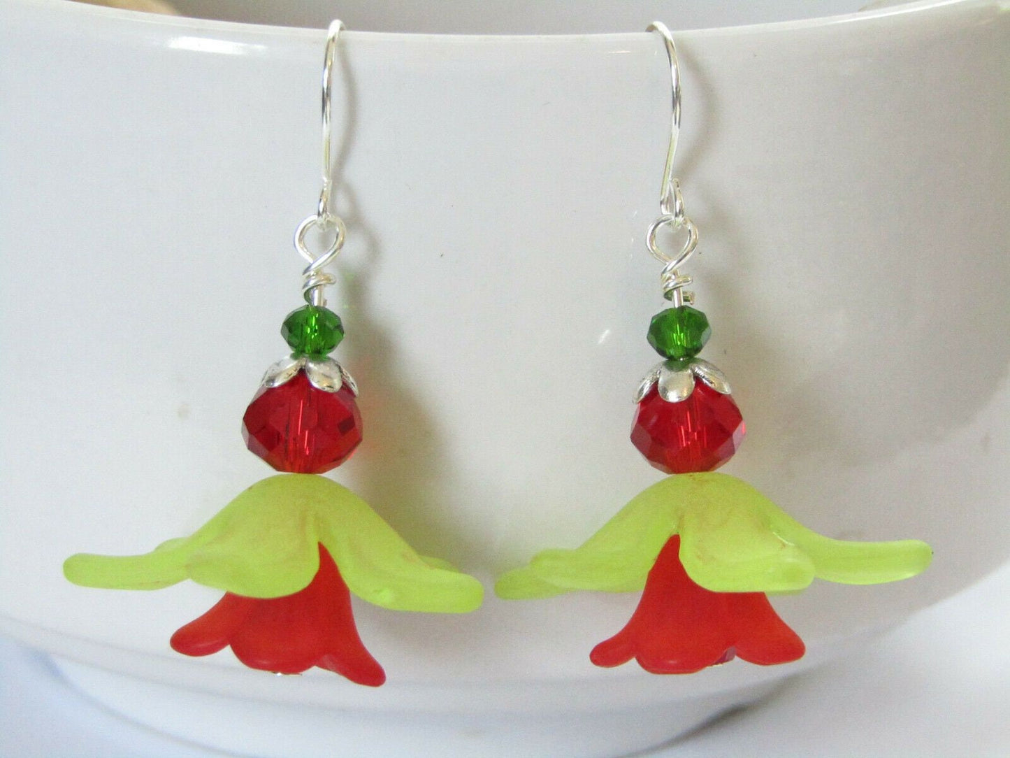 Flower Dangle Earrings, Ladies Floral Jewelry, Gift For Her