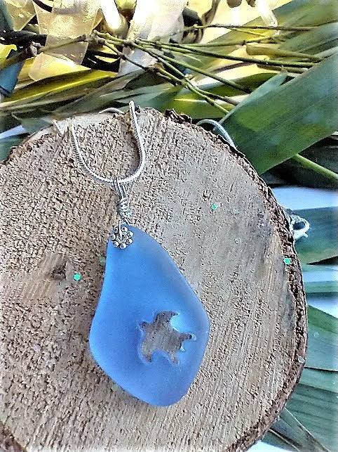 Turtle Sea Glass Necklace Beachy Jewelry Mermaid Necklace Dainty Layering Necklace Sea Turtle Gift Sea Glass Pendant
