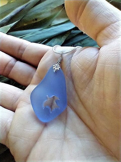 Turtle Sea Glass Necklace Beachy Jewelry Mermaid Necklace Dainty Layering Necklace Sea Turtle Gift Sea Glass Pendant