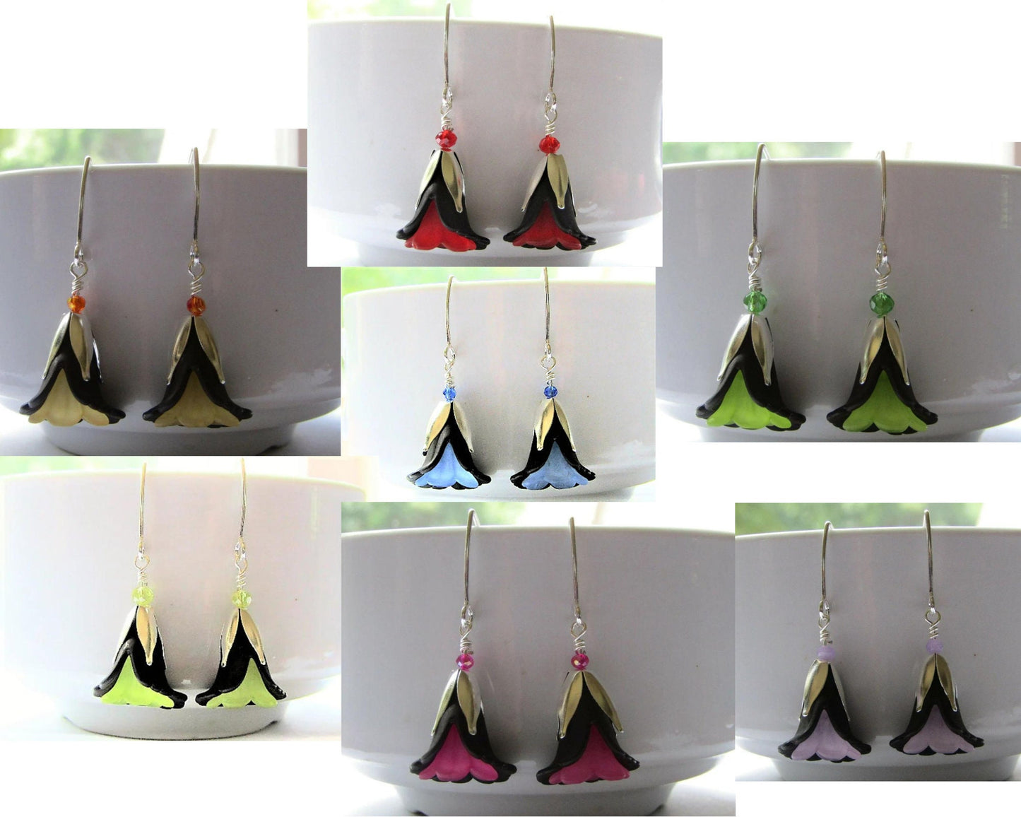 Flower Earrings Dainty Floral Dangle Gift For Nature Lover Flower Jewelry Minimalist Drops