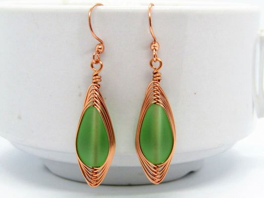 Frosted Teardrop Earrings Sea Glass Dangle Earrings Gift For Beach Lover Bridal Earrings Gift For Her Beach Wedding