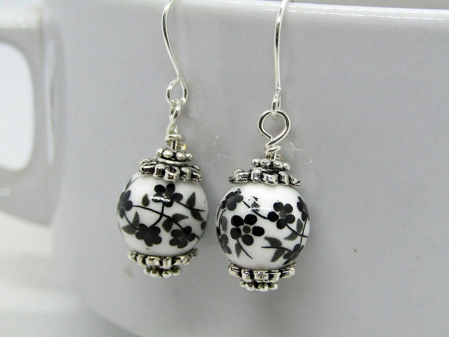 Floral Earrings Ceramic Dainty Dangles Minimalist Drops Gift For Her Boho Birthday Wedding