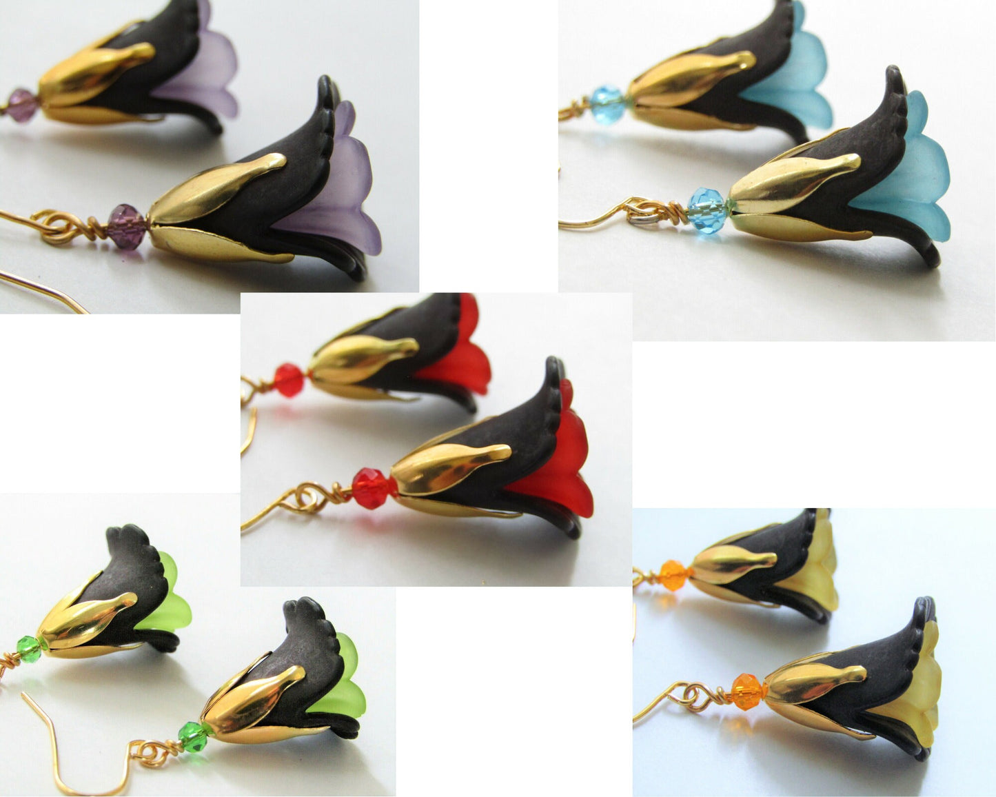 Flower Dangle Earrings Dainty Floral Earrings 24kt. Earrings Gift For Nature Lover Boho Earrings