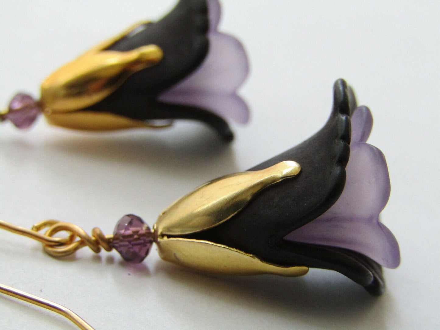 Flower Dangle Earrings Dainty Floral Earrings 24kt. Earrings Gift For Nature Lover Boho Earrings