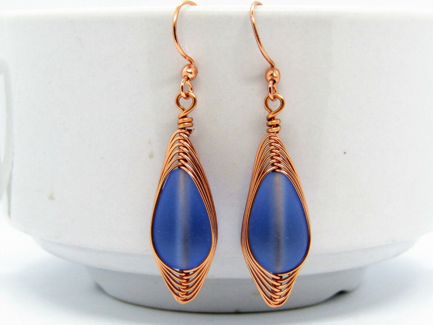 Frosted Teardrop Earrings Sea Glass Dangle Earrings Gift For Beach Lover Bridal Earrings Gift For Her Beach Wedding