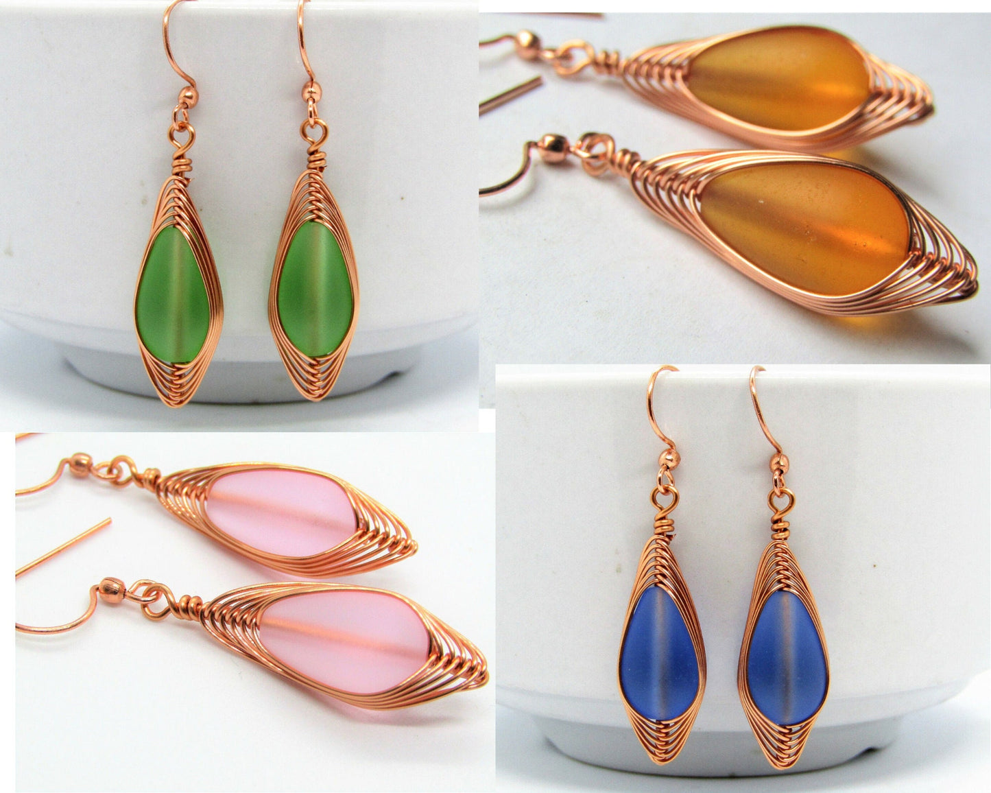 Frosted Teardrop Earrings Sea Glass Dangle Earrings Gift For Beach Lover Bridal Earrings Gift For Her Beach Wedding