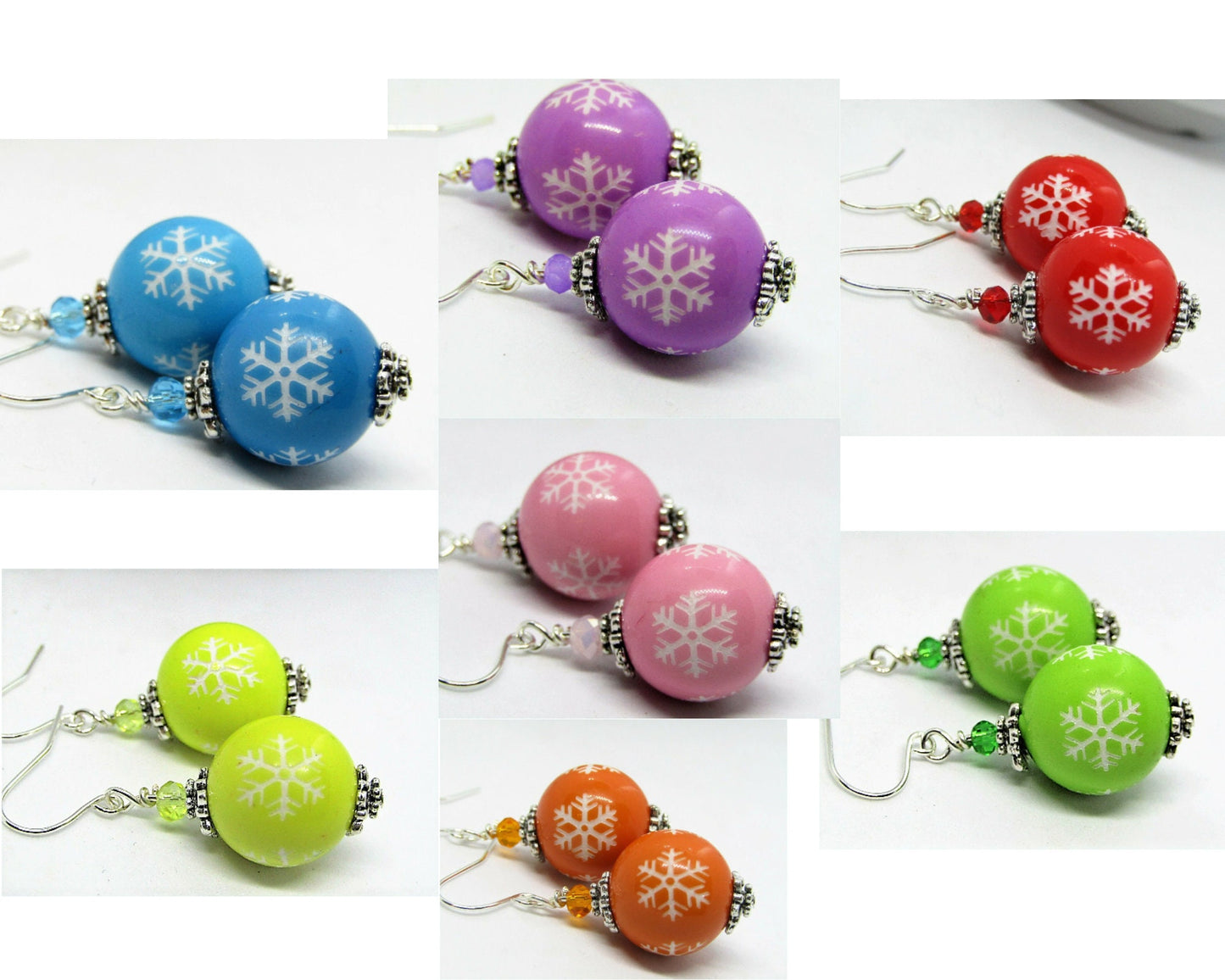 Christmas Snowflake Dangle Earrings Christmas Jewelry Stocking Stuffer Gift For Her Holiday Earrings Snowflake Jewelry Handmade