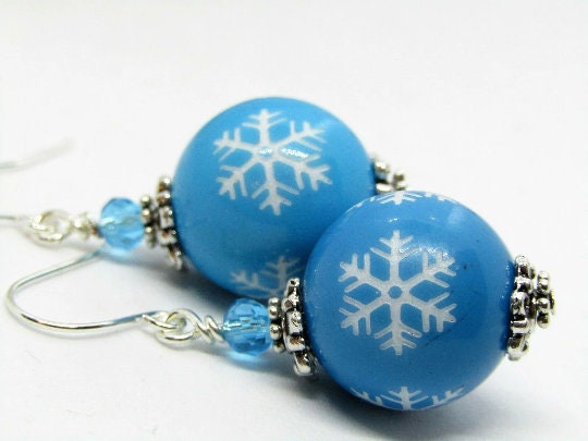 Christmas Snowflake Dangle Earrings Christmas Jewelry Stocking Stuffer Gift For Her Holiday Earrings Snowflake Jewelry Handmade