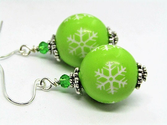 Christmas Snowflake Dangle Earrings Christmas Jewelry Stocking Stuffer Gift For Her Holiday Earrings Snowflake Jewelry Handmade