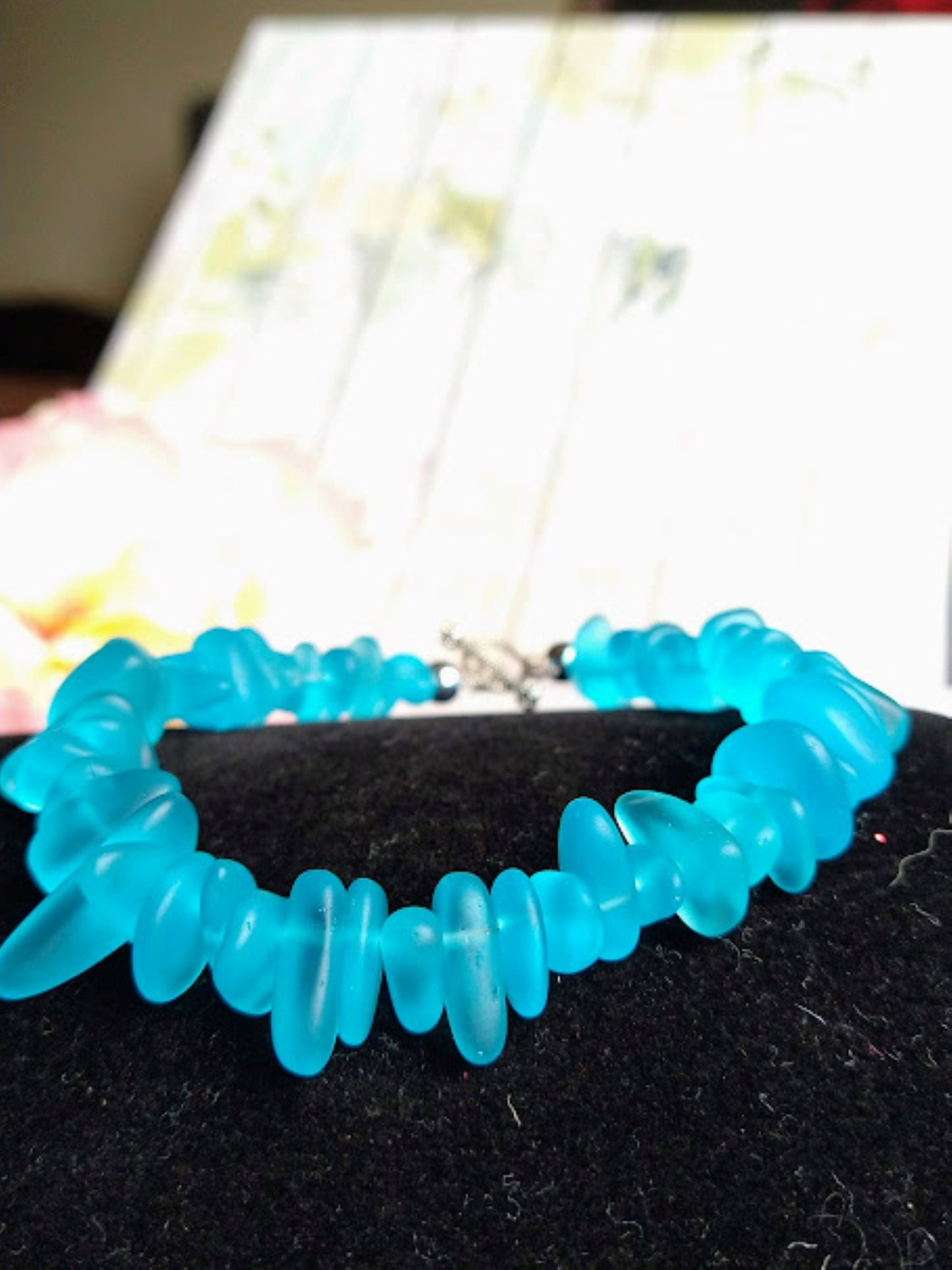 Beach Bracelet Caribbean Blue Sea Glass Beach Strand Silver Bracelet Gifts For Her Dainty Minimalist Jewelry Bad Apple Designs Stretch