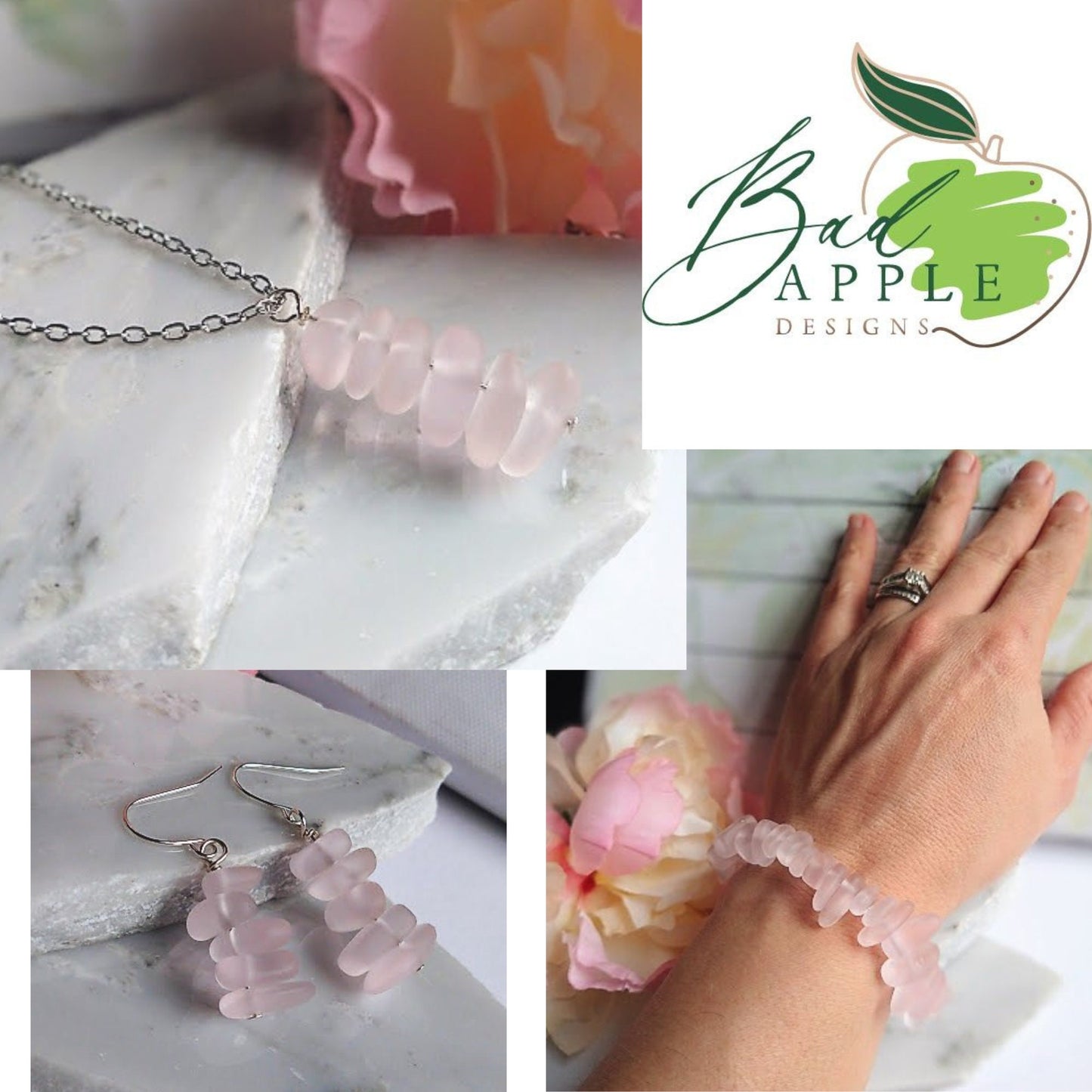 Pink Sea Glass Bracelet: Sterling Silver Toggle Clasp, Beach Wedding Jewelry