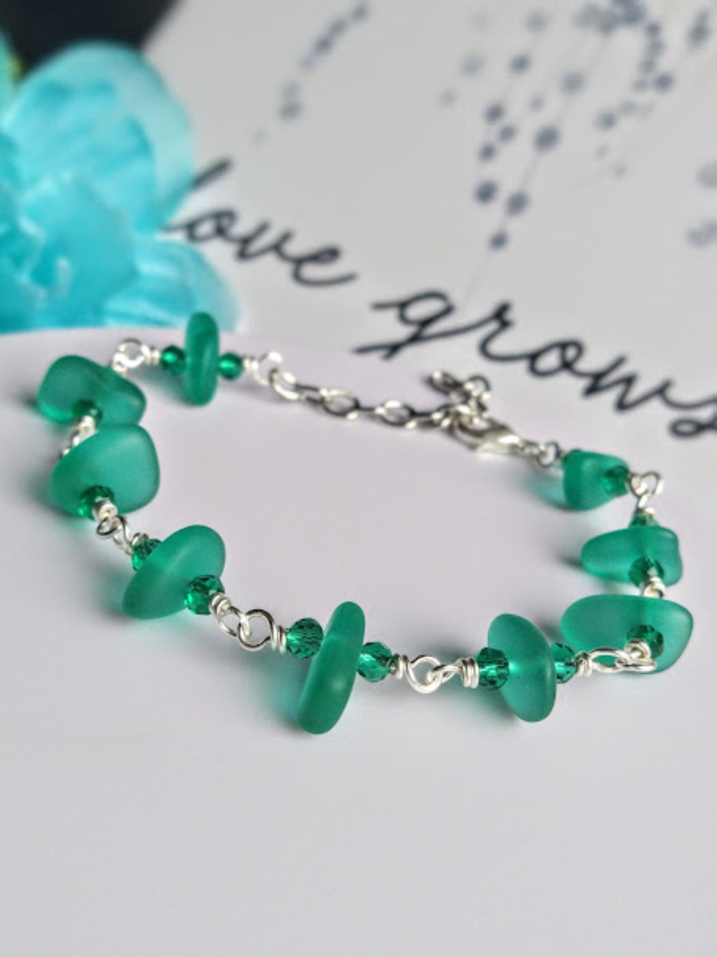 Teal Blue Sea Glass Necklace Minimalist Teardrop Necklace Handmade Pendant Gift For Her Christmas Gift