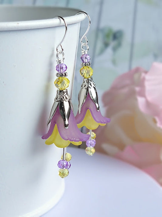 Flower Earrings Floral Dangle Earrings Garden Party Earrings Boho Earrings Bohemian Jewelry Gift For Her Statement Earrings