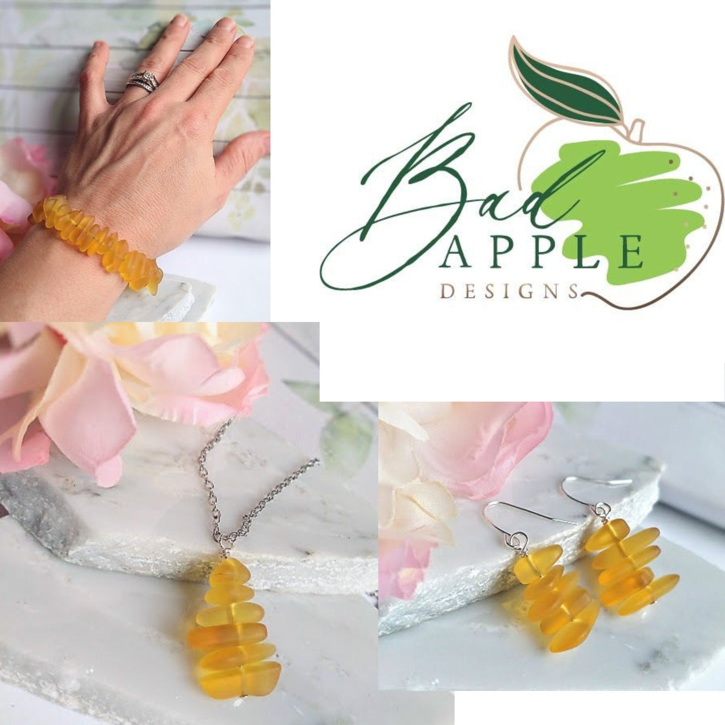 Yellow Glass Bead Bracelet | Minimalist Everyday Bracelet, Gift for Her