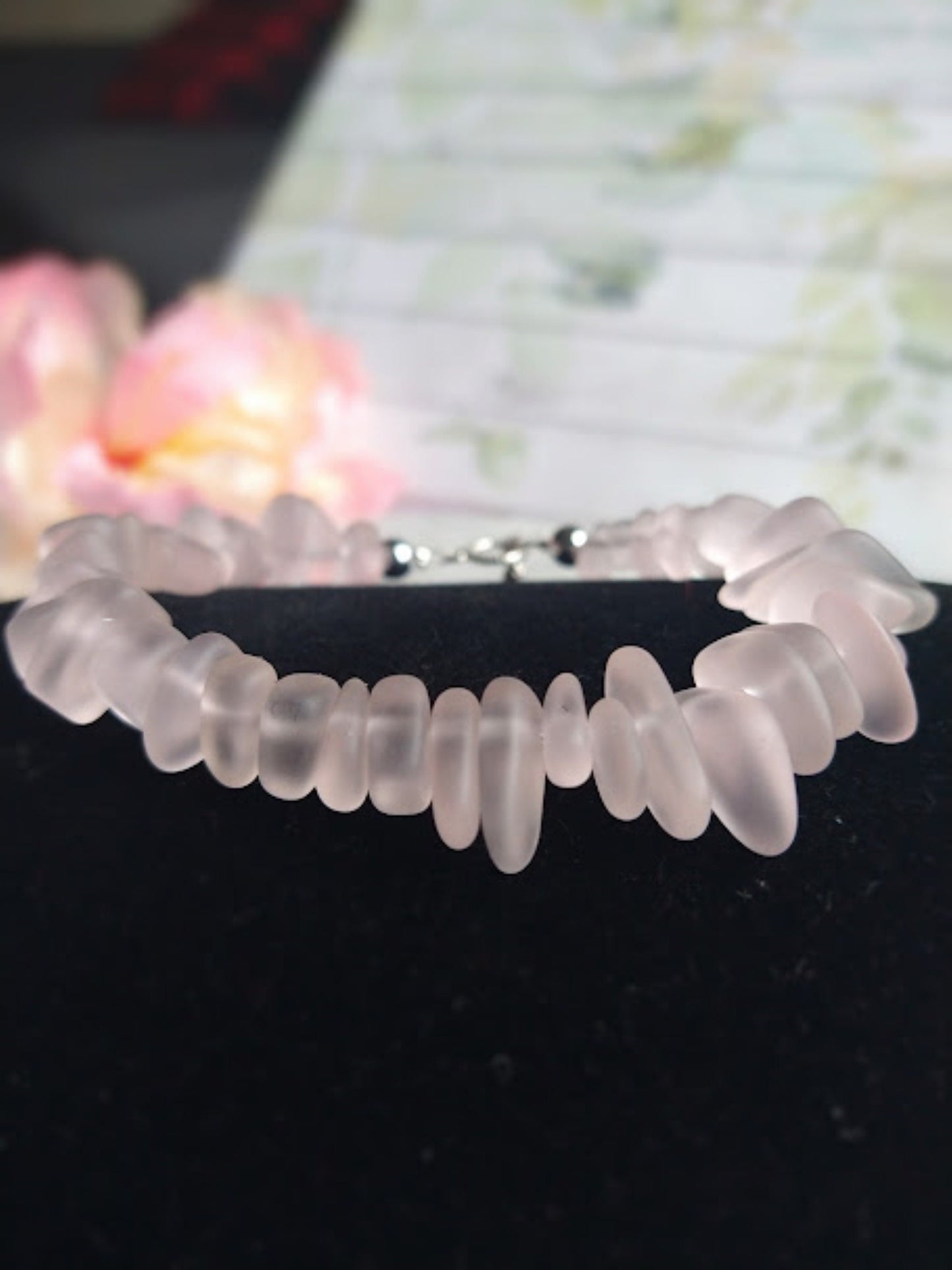 Pink Sea Glass Bracelet: Sterling Silver Toggle Clasp, Beach Wedding Jewelry