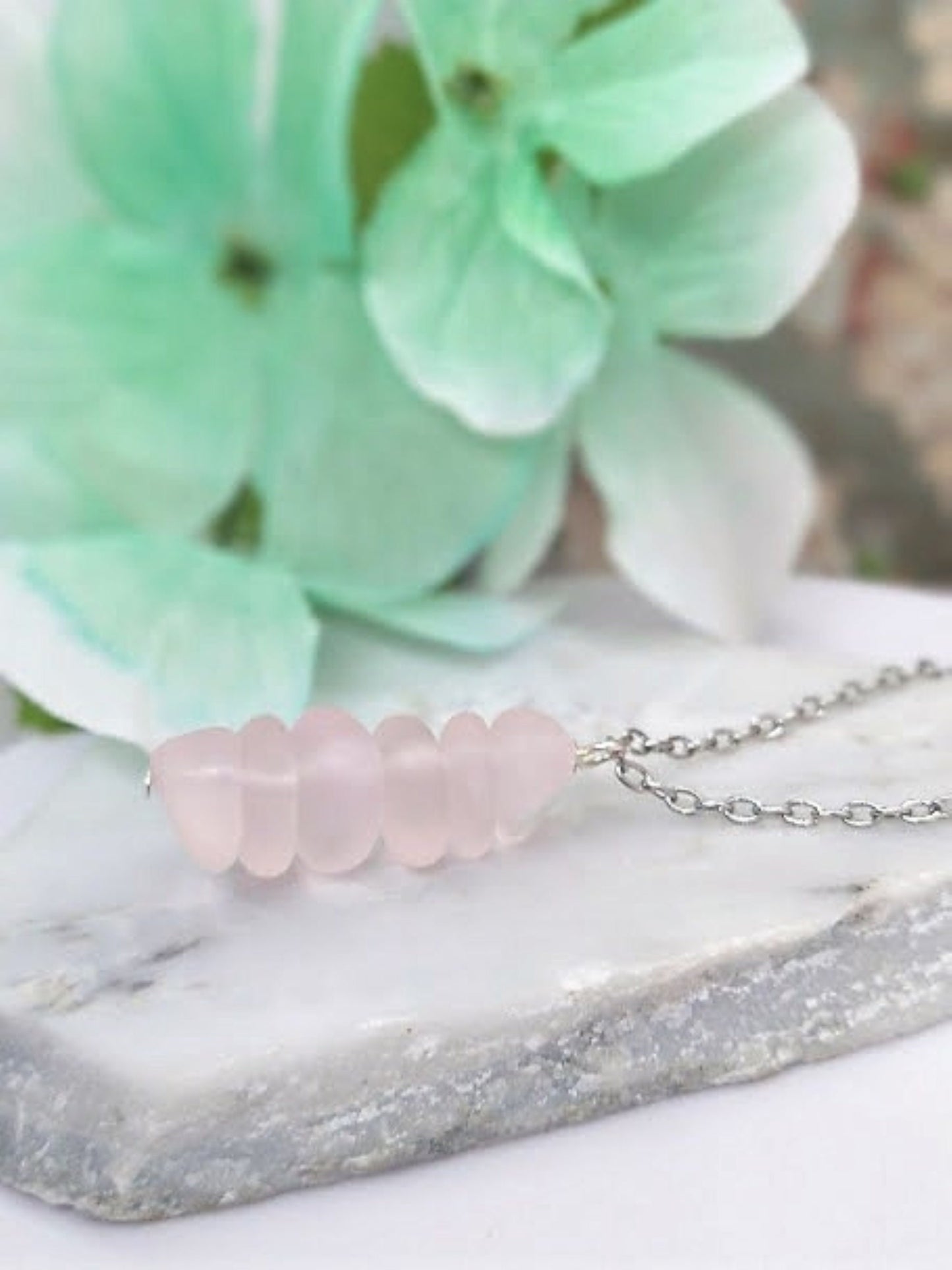 Stacked Sea Glass Pendant Necklace: Stainless Steel or Sterling Silver