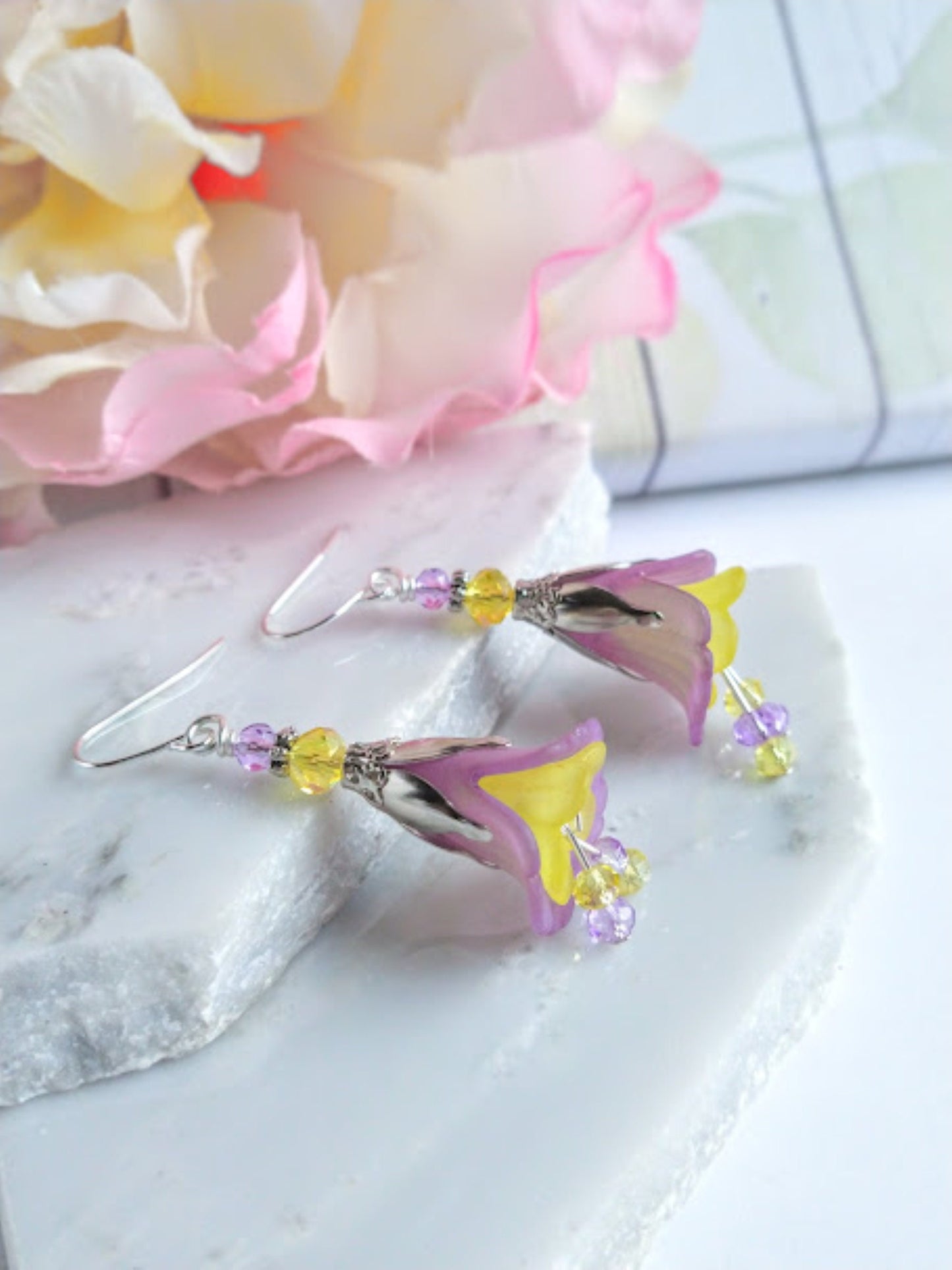 Flower Earrings Floral Dangle Earrings Garden Party Earrings Boho Earrings Bohemian Jewelry Gift For Her Statement Earrings