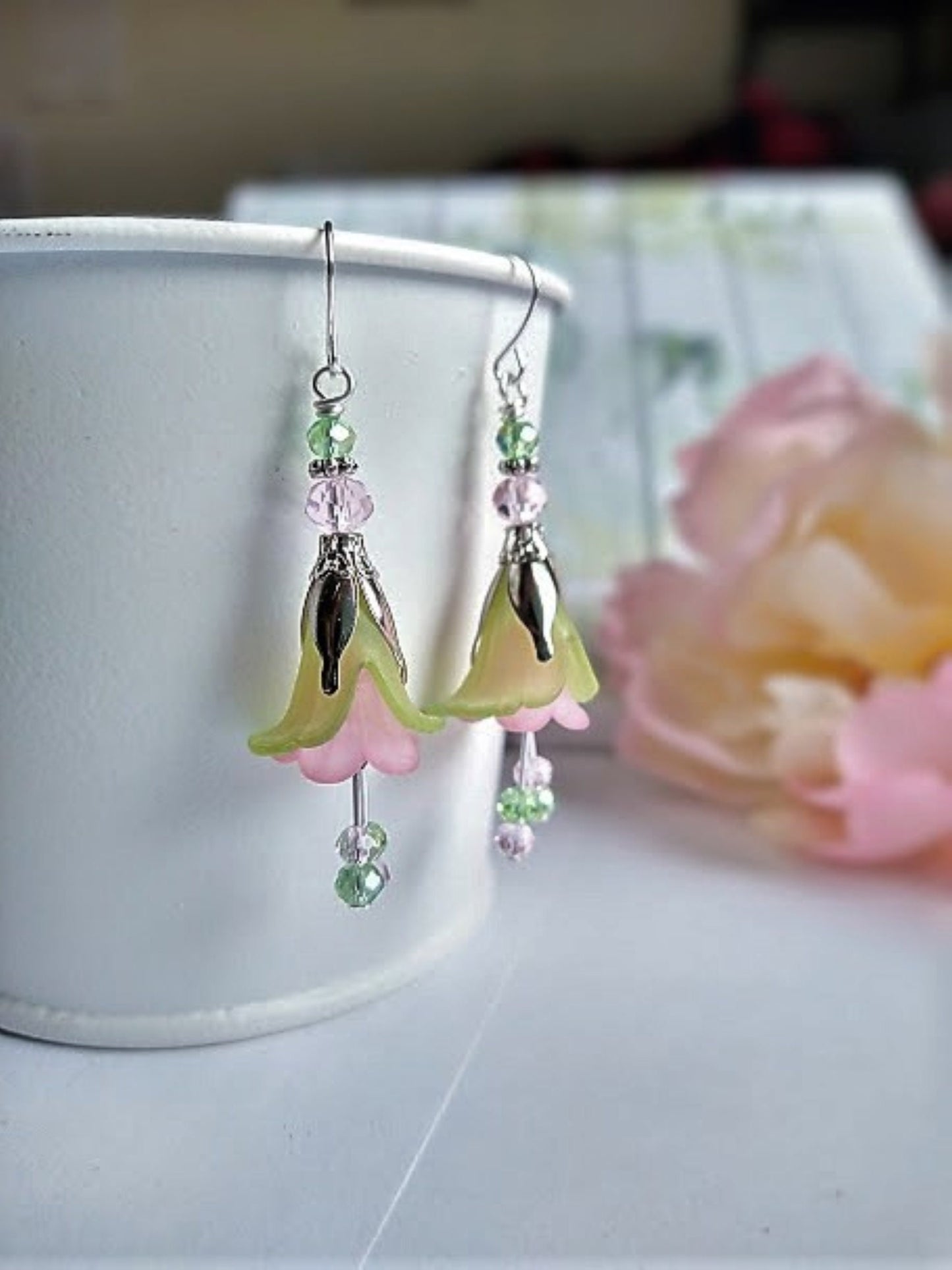 Flower Earrings Garden Party Earrings Flower Girl Bridal Earrings Floral Drop Earrings Boho Earrings Statement Jewelry Gift For Nature Lover