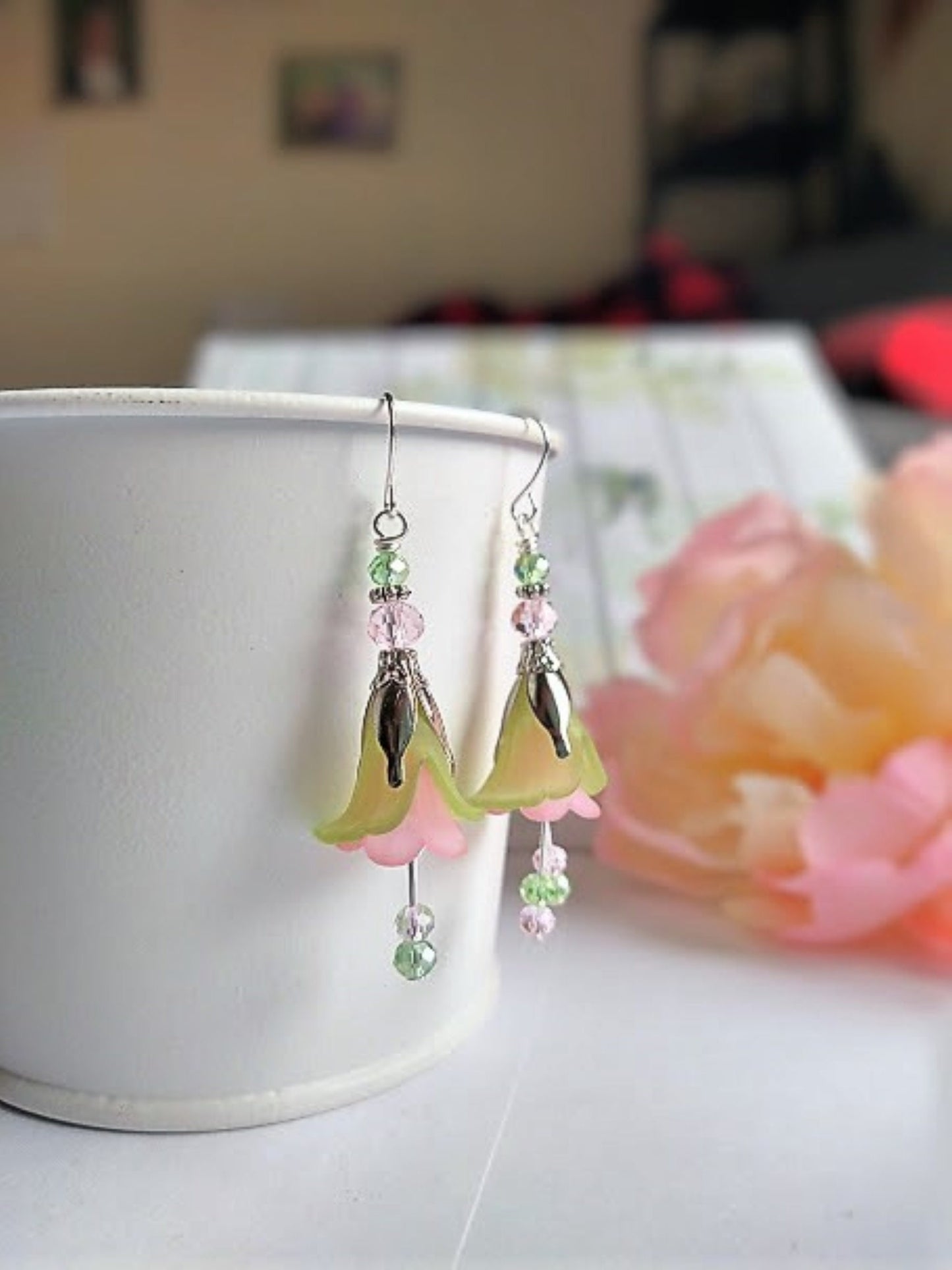 Flower Earrings Garden Party Earrings Flower Girl Bridal Earrings Floral Drop Earrings Boho Earrings Statement Jewelry Gift For Nature Lover